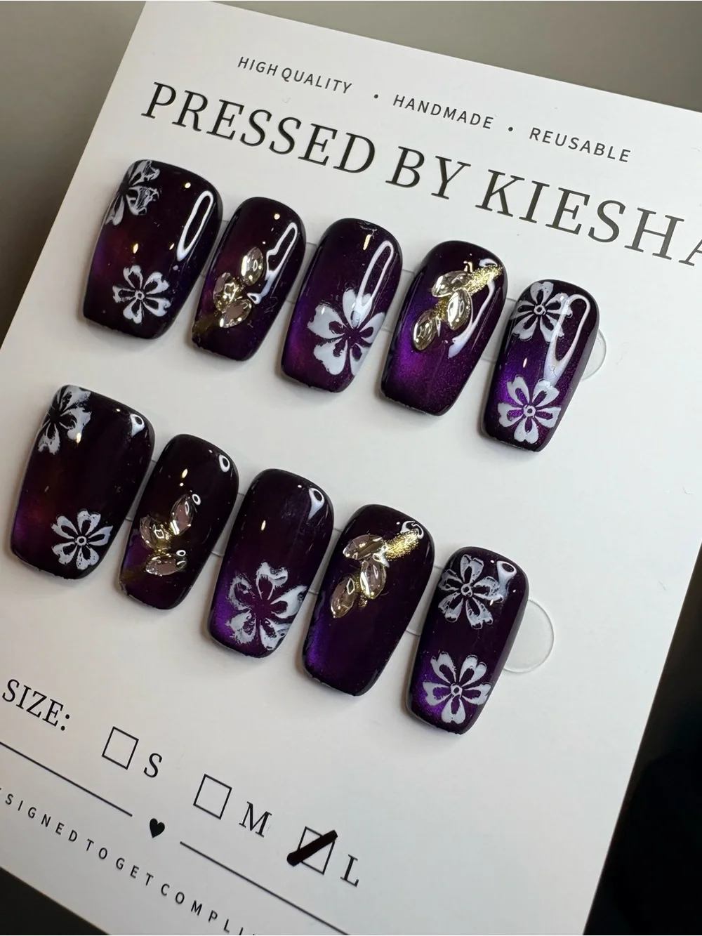 Purple Floral Press-On Nails